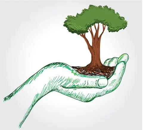 Tree in hand. vector illustration Stock Illustration