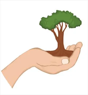 Tree in hand. vector illustration Stock Illustration