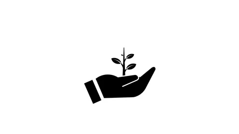 Tree on hands icon animation on background Video stock 260115149
