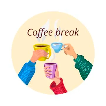 The tree hands keeps a cup of hot coffee in a jacket Stock Illustration
