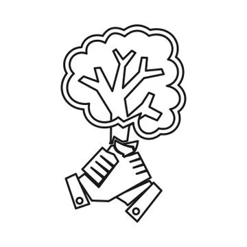 Tree handshake Commitment Teamwork Together Outline Logo vector Illustrazione stock