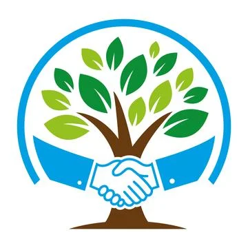 Tree Handshake Trust Logo Design Business Growth Vector Stock Illustration