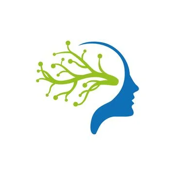 Tree Head Logo Design Mental Health Wellness Identity Stock Illustration