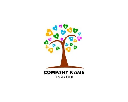Tree Health Hearth Vector Logo Template Stock Illustration