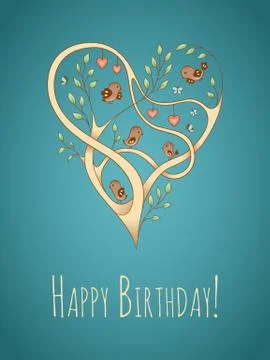 Tree-heart BD card Stock-Illustration