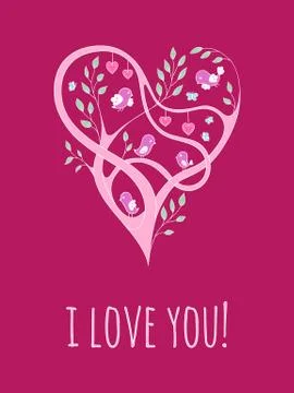 Tree-heart card Illustrazione stock