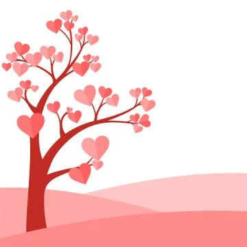 Tree with Hearth Shape of leaf Stock Illustration