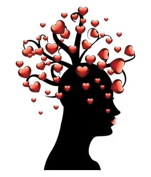 Tree of hearts on head Stock Illustration