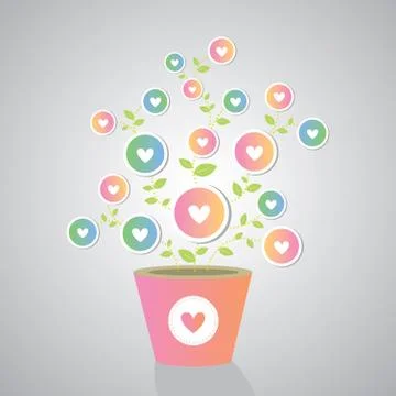 Tree with hearts Illustrazione stock