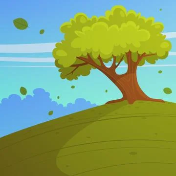 Tree on the hill Stock Illustration