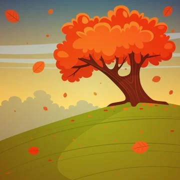 Tree on the hill Illustrazione stock