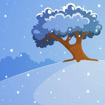 Tree on the hill Stock Illustration