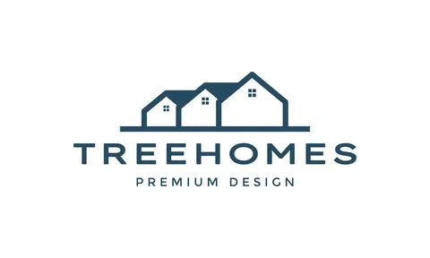Tree home simple logo design vector symbol illustration graphic Stock Illustration