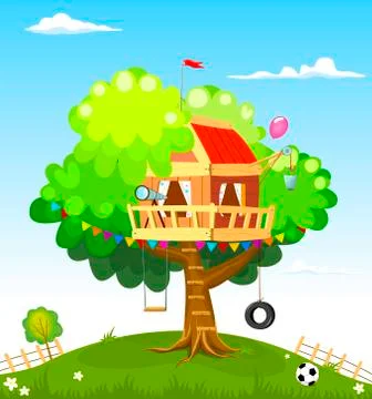 Tree house for children Stock Illustration