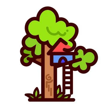 Tree house colorful vector icon illustration Stock Illustration