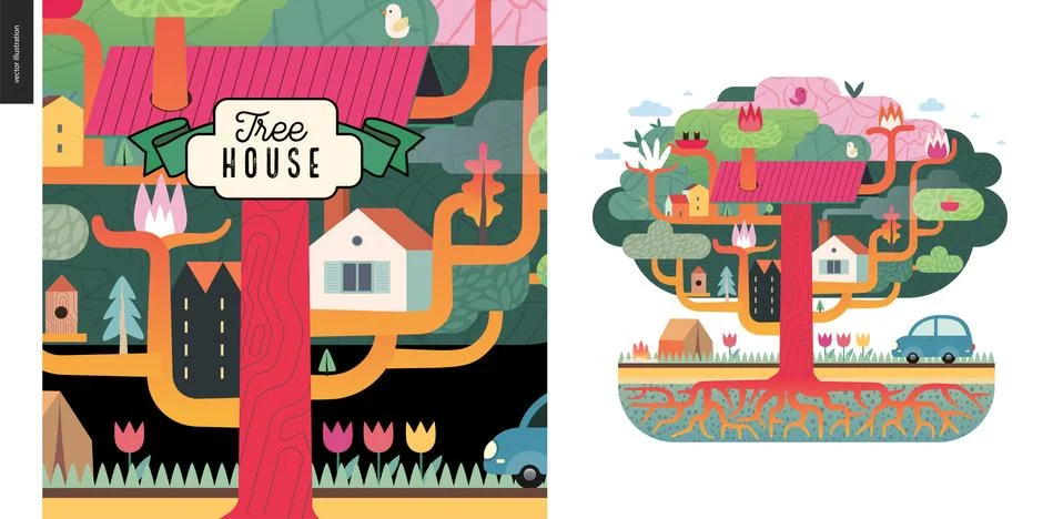 Tree house concept Stock Illustration