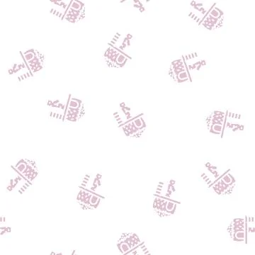 Tree house glyph vector seamless pattern Stock Illustration