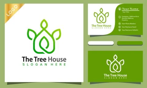 The Tree House Leaf logo design vector illustration, elegant, modern company Stock Illustration