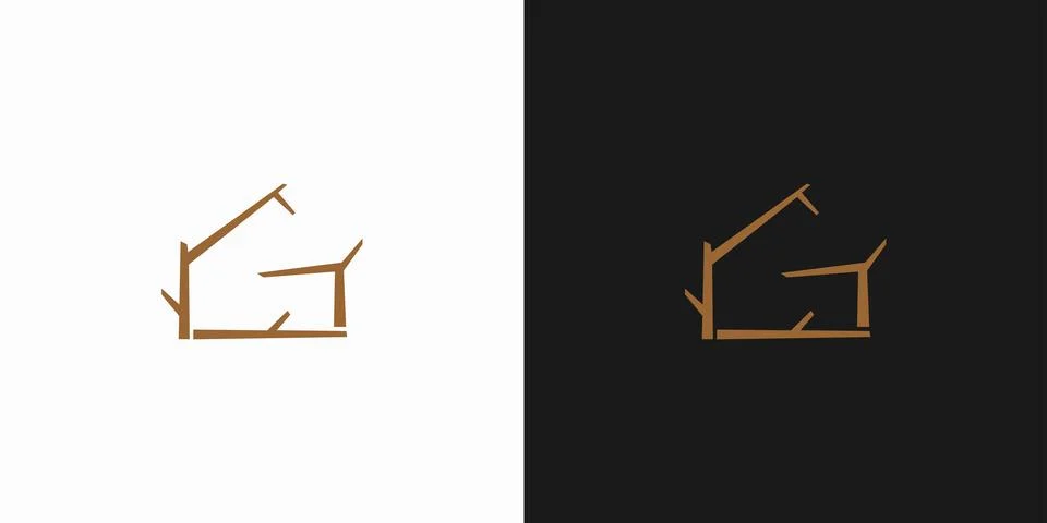 The tree house logo design with the initials G is unique and attractive Stock Illustration