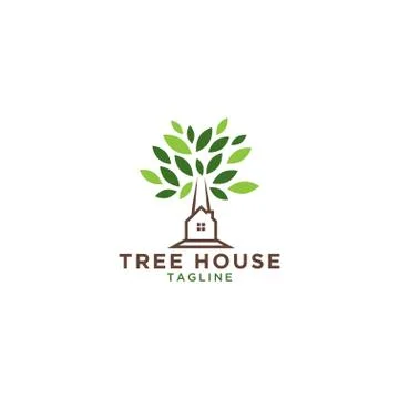 Tree house logo design template Stock Illustration