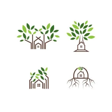 Tree house logo design template Stock Illustration