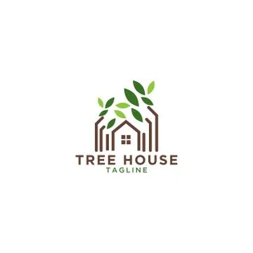 Tree house logo design template Illustrazione stock