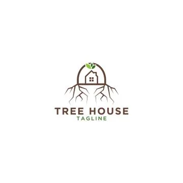 Tree house logo design template Stock Illustration