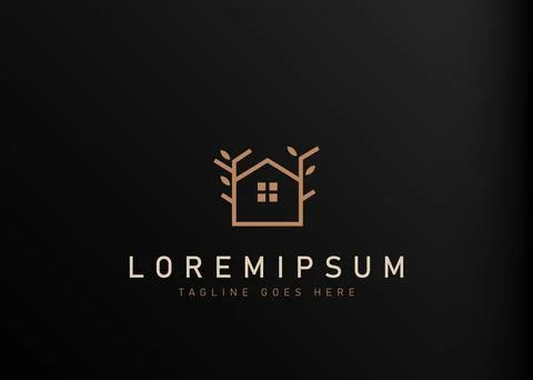 Tree house logo design. Vector illustration of nature eco house for company.  Illustration