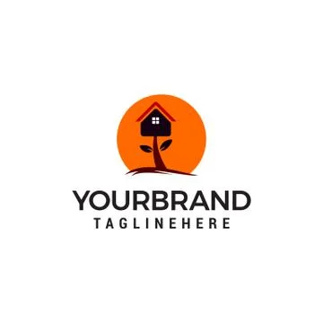 Tree house logo designs concept template Illustrazione stock