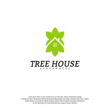 Tree House logo vector template. Leaf House logo Stock Illustration