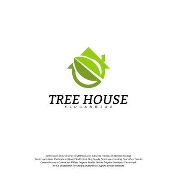 Tree House logo vector template. Leaf House logo Illustrazione stock