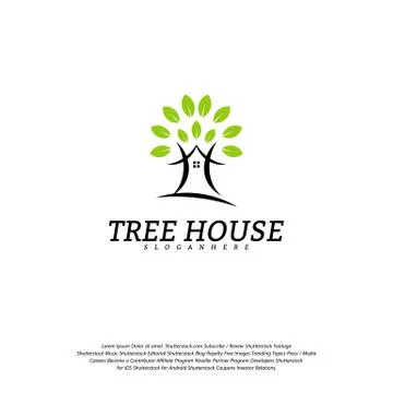 Tree House logo vector template. Leaf House logo Stock Illustration