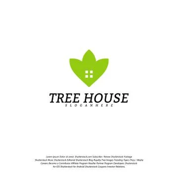 Tree House logo vector template. Leaf House logo Stock Illustration