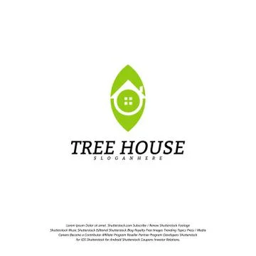 Tree House logo vector template. Leaf House logo Stock Illustration