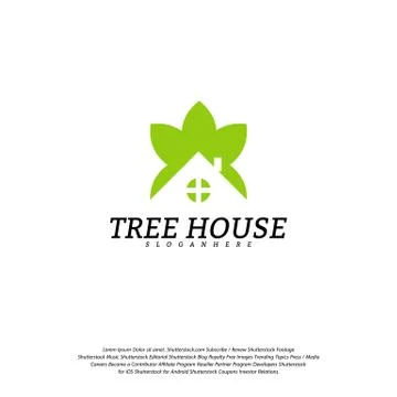 Tree House logo vector template. Leaf House logo Stock Illustration