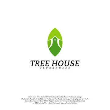 Tree House logo vector template. Leaf House logo Stock Illustration