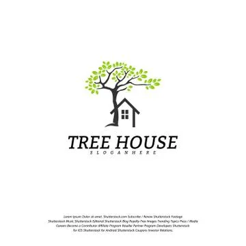 Tree House logo vector template. Leaf House logo Stock Illustration