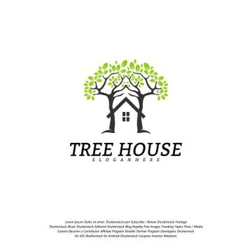 Tree House logo vector template. Leaf House logo Stock Illustration