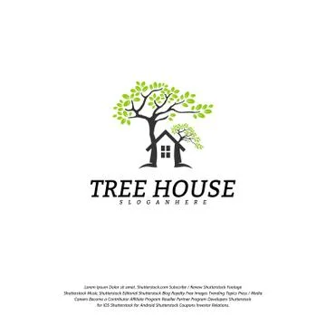 Tree House logo vector template. Leaf House logo Stock Illustration