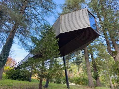 Tree house on Parque Termal de Pedras Salgadas Stock Photos