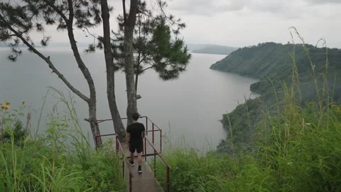 Tree House in Tarabunga Hill Looking to Danau Toba North Sumatra, Indonesia Stock Footage 245243249