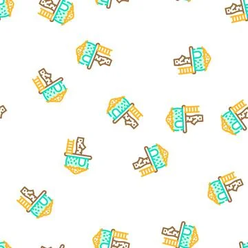 Tree house vector seamless pattern Stock Illustration