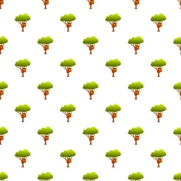 Tree houses forming a seamless repeating pattern Stock Illustration