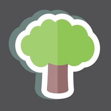 Tree I Sticker in trendy isolated on black background Stock Illustration