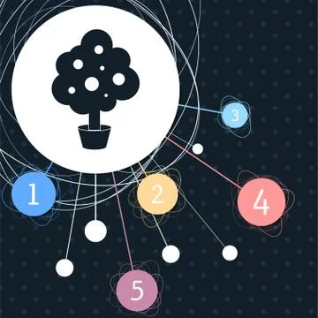 Tree Icon with the background to the point and with infographic style. Stock Illustration