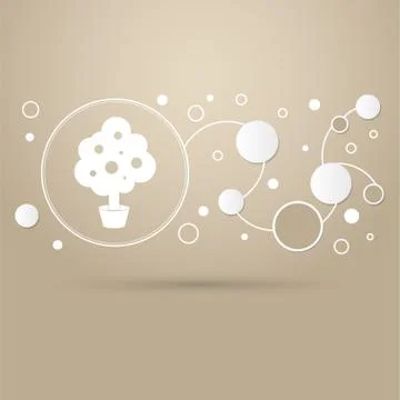 Tree Icon on a brown background with elegant style and modern design infograp Stock Illustration