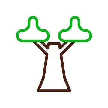 Tree icon duocolor green brown Stock Illustration