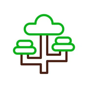 Tree icon duocolor green brown Illustrazione stock