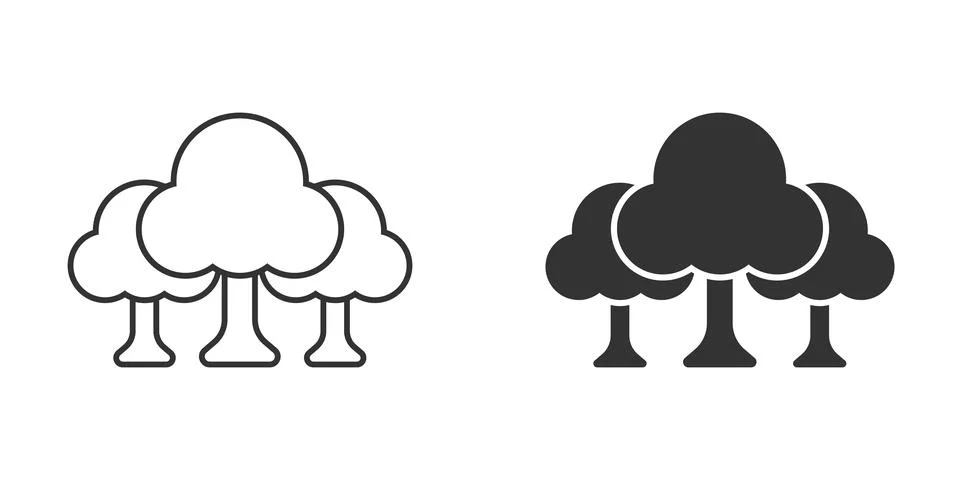 Tree icon in flat style. Forest vector illustration on white isolated backgro Illustrazione stock
