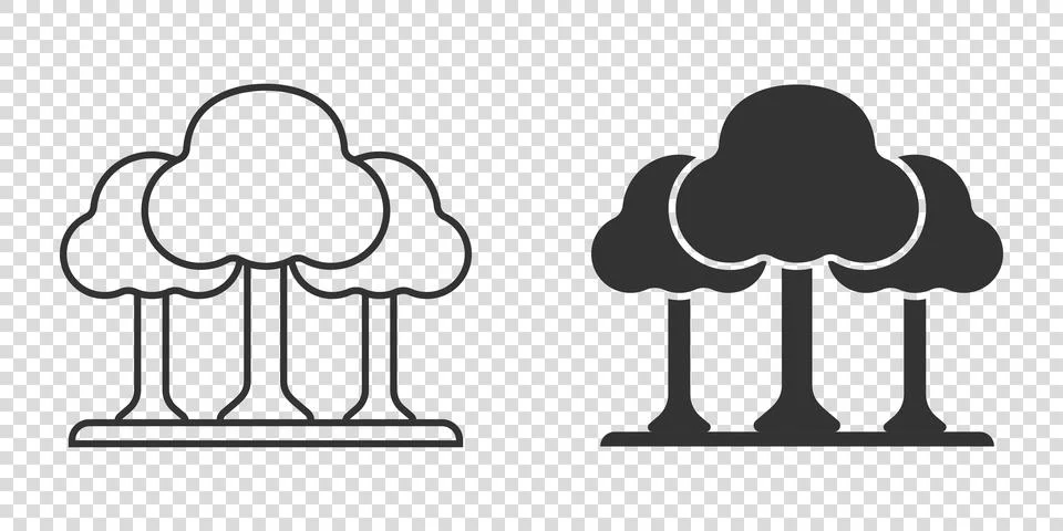 Tree icon in flat style. Forest vector illustration on white isolated backgro Stock Illustration